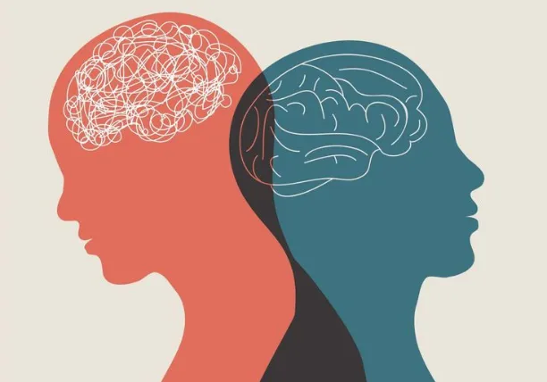 Illustration of chaotic vs calm brain showing mental clarity